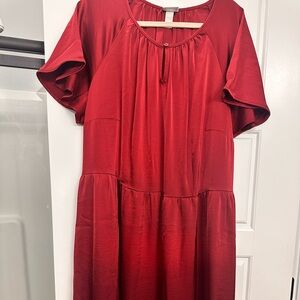 Chic Red Short Sleeve Dress